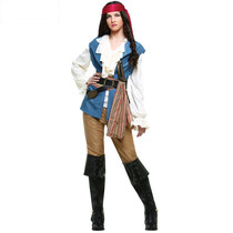 COS Halloween pirate performance costume women adult luxury chiffon linen pirate suit suit