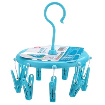 Tea flower hanger plastic sunstand 9 clips windproof multi-clamp clothes hanger drying inner clothes pantyhose socks clothespin 0706