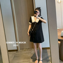 MUKOK French style retro temperament one-piece dress 2020 Summer new black conspicuos slim and gentle breeder skirt