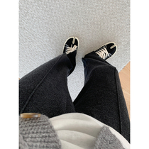 MUKOK black trousers womens spring and autumn 2022 new knitted floor mopping casual pants high waist slit straight wide leg pants