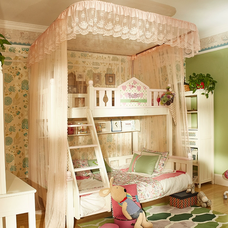 Giường đôi trẻ em cao thấp không có giường trên tường - Lưới chống muỗi