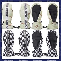 2122DIMITO Korean ski gloves single double board men and women with warm and waterproof windproof thickened plaid hands stuffy