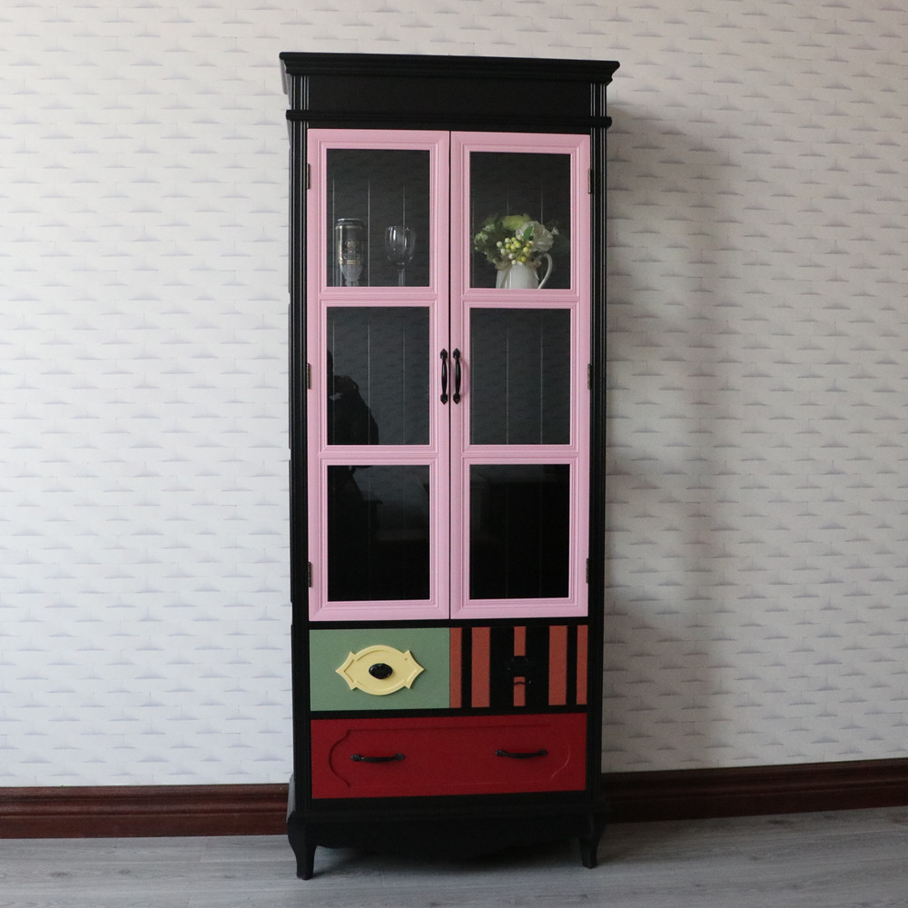 Color Ivory White Black Display Cabinet Storage Cabinet High