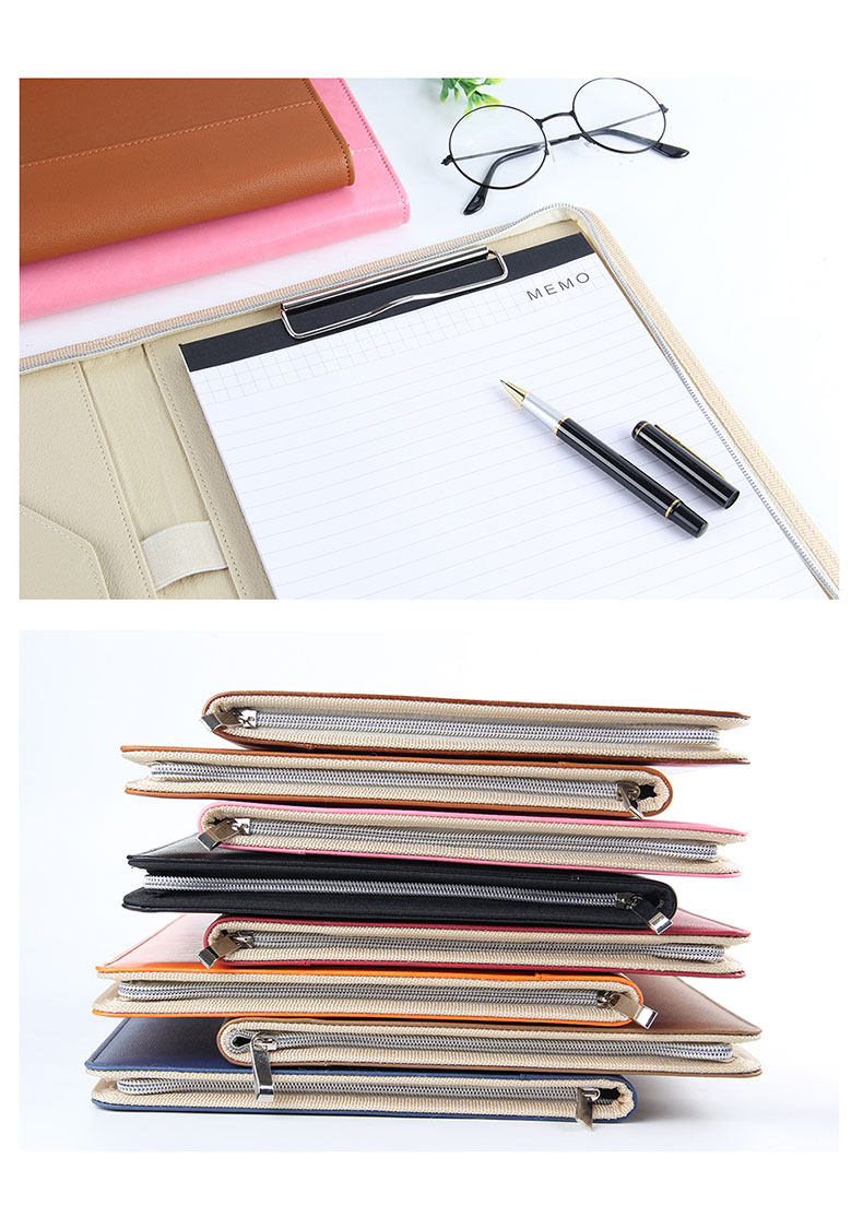 a4多功能拉链文件夹资料夹皮质经理夹签约本商务销售夹