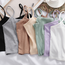Spring new built-in camisole female thread wear sleeveless bottoming short navel sexy knit top tide