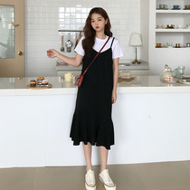 Spring 2022 popular Korean camisole pure fishtail skirt long skirt female student new dress tide