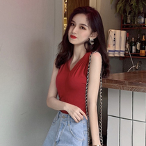 Hong Kong style temperament autumn and winter retro neck camisole vest female wild neck neck halter back sexy coat women