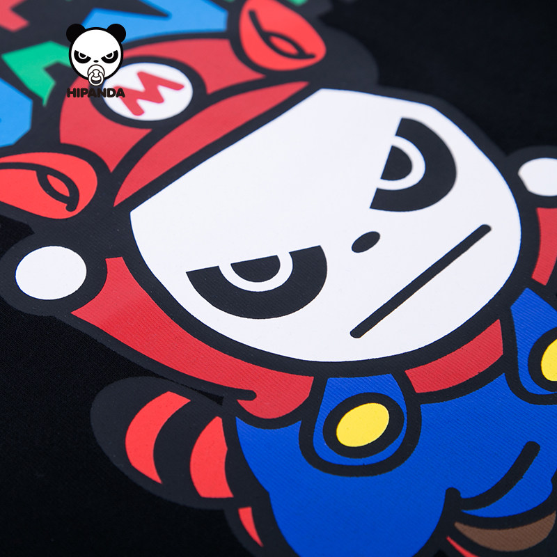 hipanda你好熊猫新款设计潮牌马里奥基本t恤