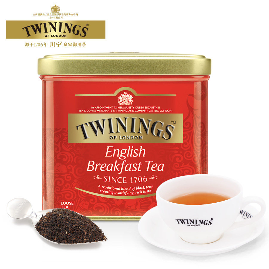 英国川宁twinings英式早餐红茶200g茶叶罐装 散茶 进口茶红茶