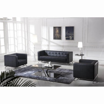 Office five-person high-service sofa reception high-end leather modern combination meeting room black leather art simple
