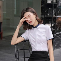 2020 Summer Workwear White Short Sleeve Shirt Women Korean Style Slim OL Chiffon Shirt Workwear Formal Top
