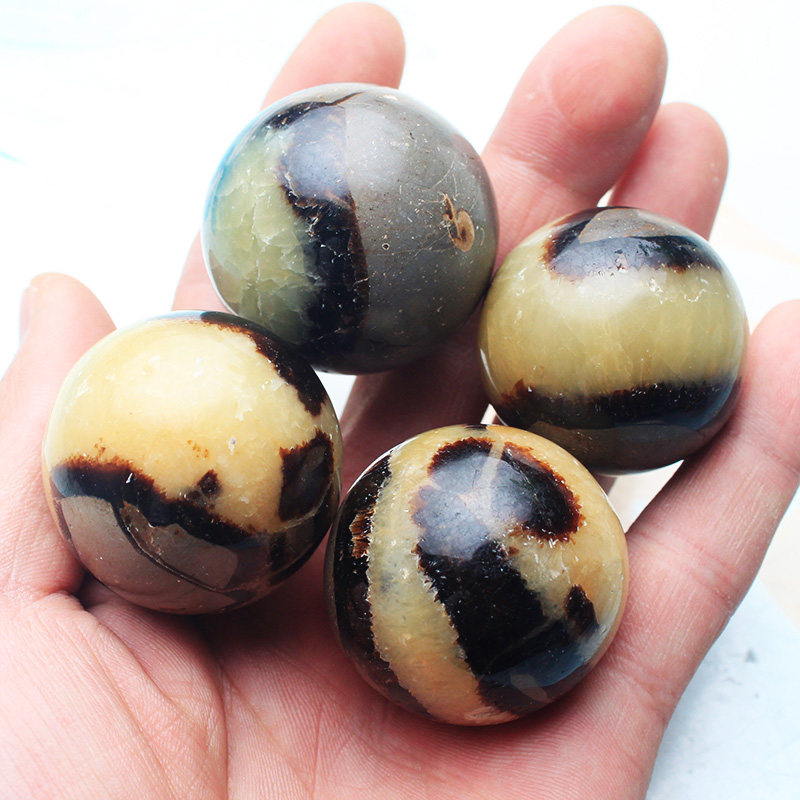 明轩鸿天然龟背石水晶原石矿石水晶球状把玩手把件