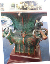 Antique bronze ware unearthed in Ningxiang Hunan four sheep Fangzun Red Green rust collection antiques