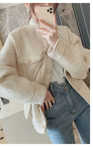 ANNA thời trang thu đông tính khí thời trang áo khoác cardigan dệt kim cạp cao quần ống rộng phù hợp với quần áo len nữ hai mảnh - Bộ đồ