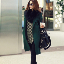 2020 Autumn Winter Dress New Fashion Fur Coats Woman in Korean version The long section of the look of a slim ink green in the Korean version