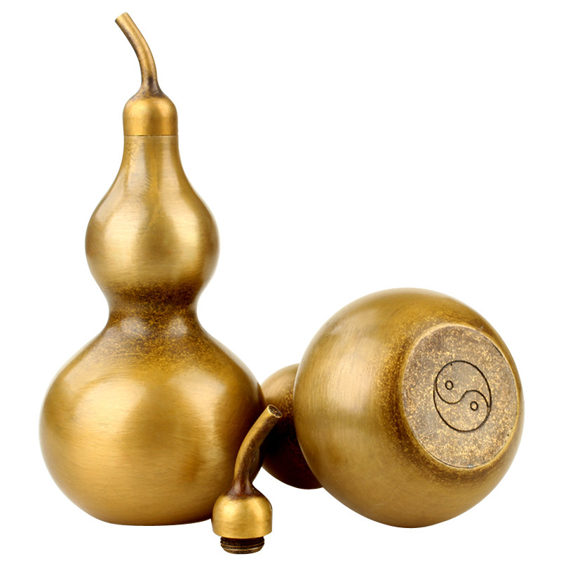 聚缘阁中式风水黄铜葫芦摆件招财平安八卦开盖光面葫芦家居工艺品