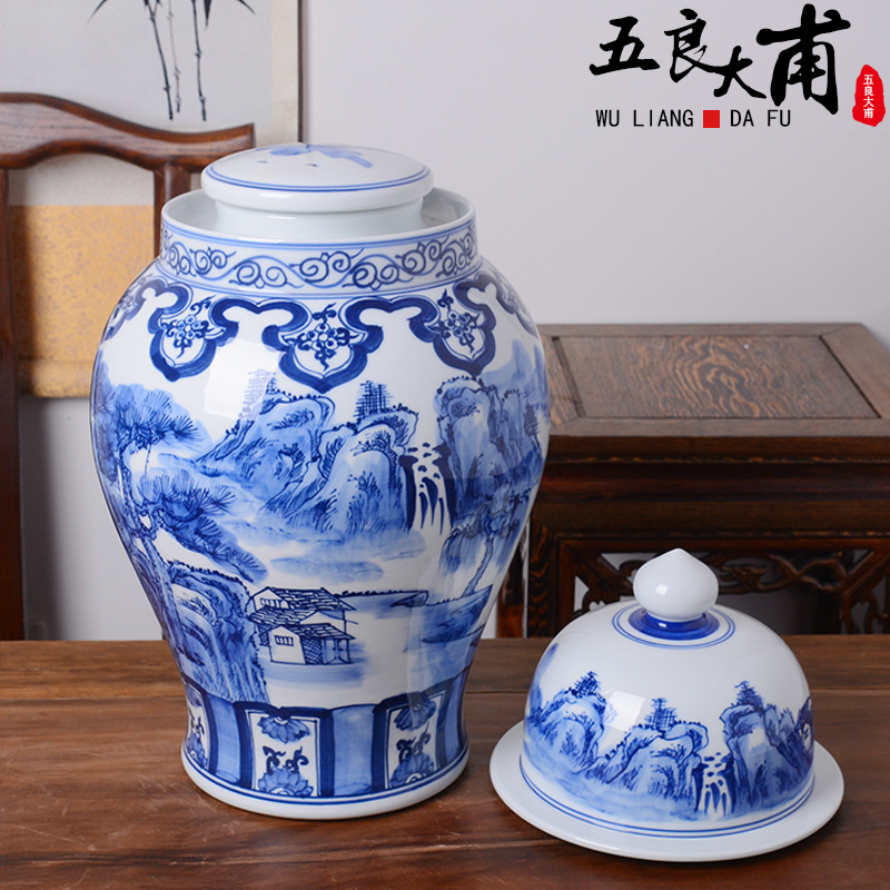 Jingdezhen general hand - made ceramic pot liquor mercifully wine jars 20 jins put an empty cylinder of archaize seal storage tank a winery