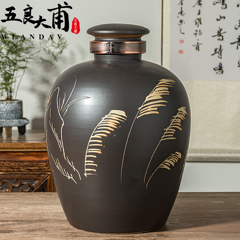 Jingdezhen ceramic wine jars home 50 to 10 jins 20 jins liquor cylinder with leading hoard sealed bottles