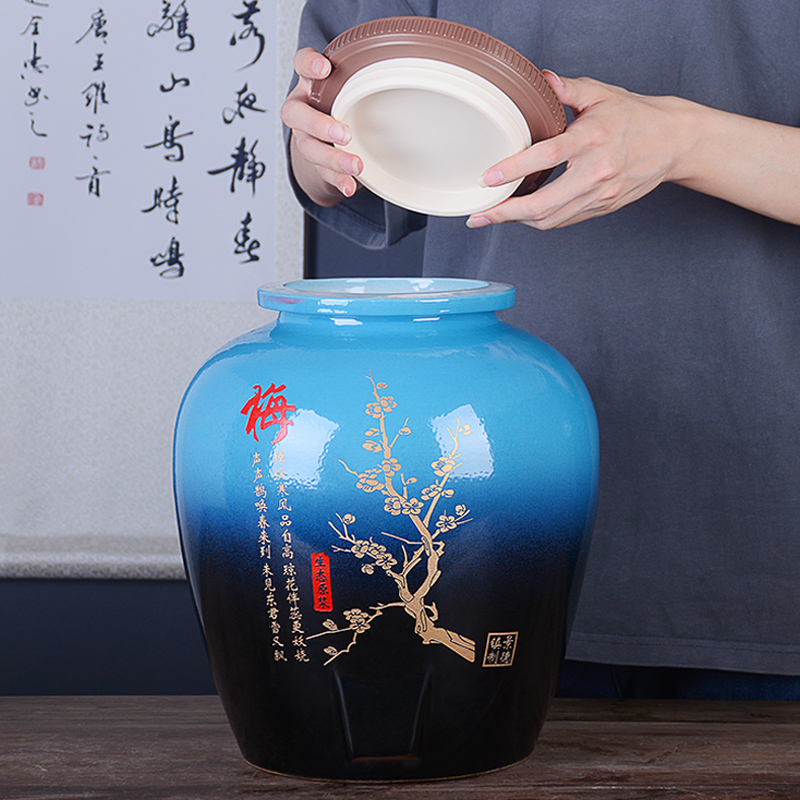 Jingdezhen ceramic wine jars home 20 jins put sealing liquor bottles of restoring ancient ways hoard it by patterns jugs