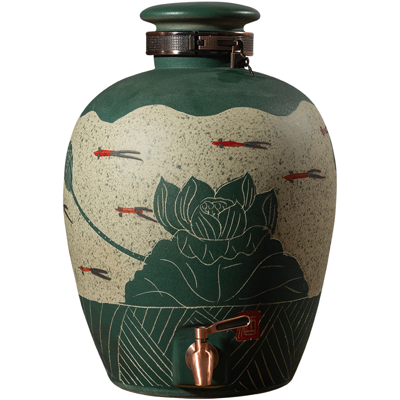 Jingdezhen ceramic wine jars home 10 jins 20 jins 30 jins 50 to big it aged liquor bottles with tap