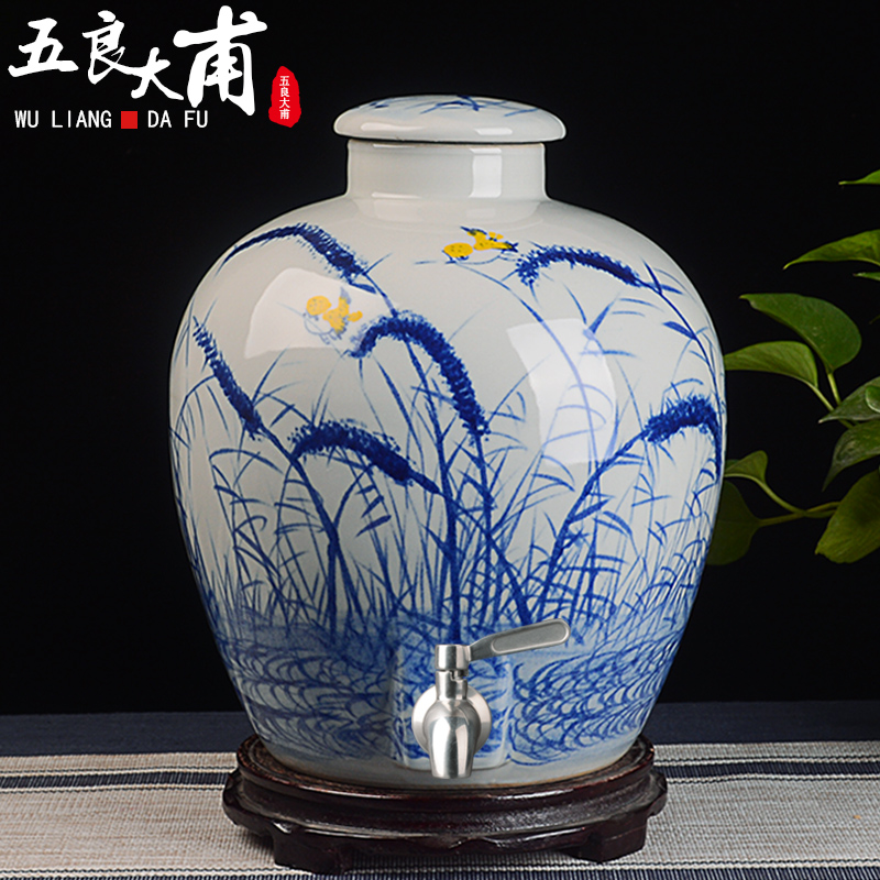 Jingdezhen hand - made ceramic terms jar jar of archaize home 20 jins with leading liquor sealing the glass bottle