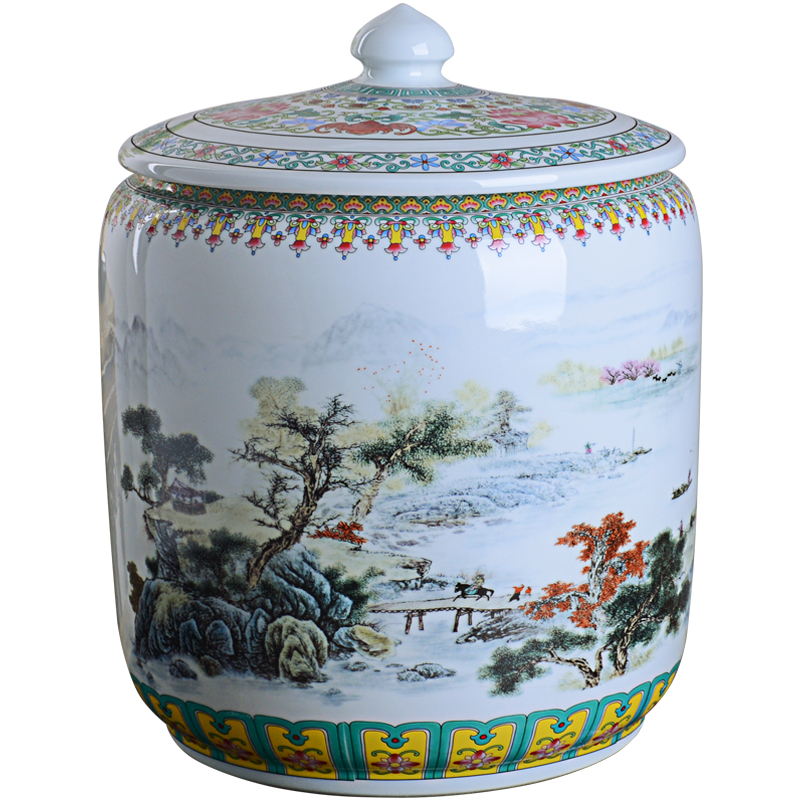 Jingdezhen ceramic barrel home 20 jins box 25 meters with cover the flour barrels of moistureproof insect - resistant seal storage tank