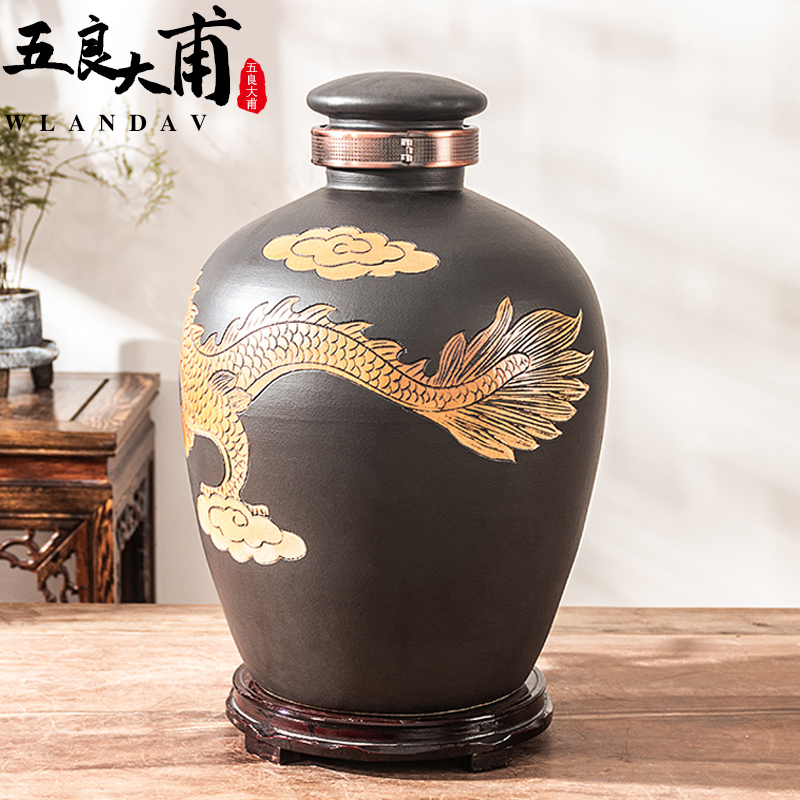 Jingdezhen ceramic wine jars home 10 jins 20 jins 50 to hoard sealing liquor with leading wine barrel