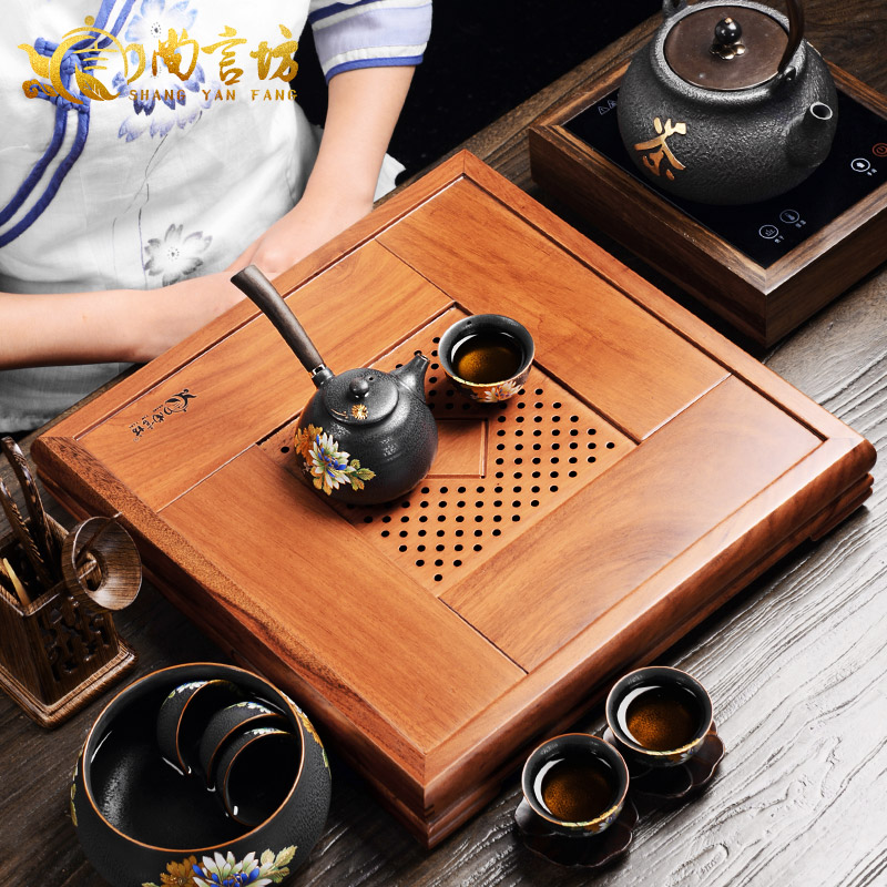 It still fang solid wood tea chicken wings wood ebony kung fu tea tea tray drawer tray tea tea tray ebony