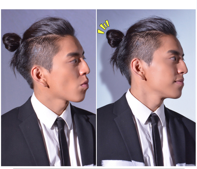 丸子头发圈男 假发女短发小发包大背头真丝逼真隐形蓬松扎头发