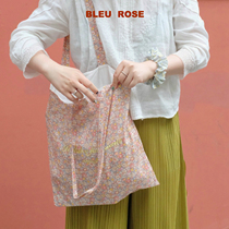 BLEU et ROSE (orange flower Platycodon grandiflorum) original floral canvas bag Korean ins Wind travel light storage bag
