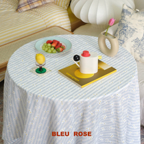 BLEU et ROSE (blue daisy) original French stripes ins style photo background table cloth picnic