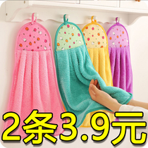 Kitchen wiping hand towels can be hung with thickened water absorbers Cute children in home toilets wipe handkerchief coral velvet