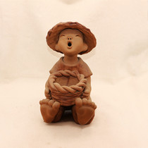 Handmade earth clay figurines Clay Doll Pottery figure Pendulum Pieces Ceramic Pendulum to sell eggs Mens Basket Men