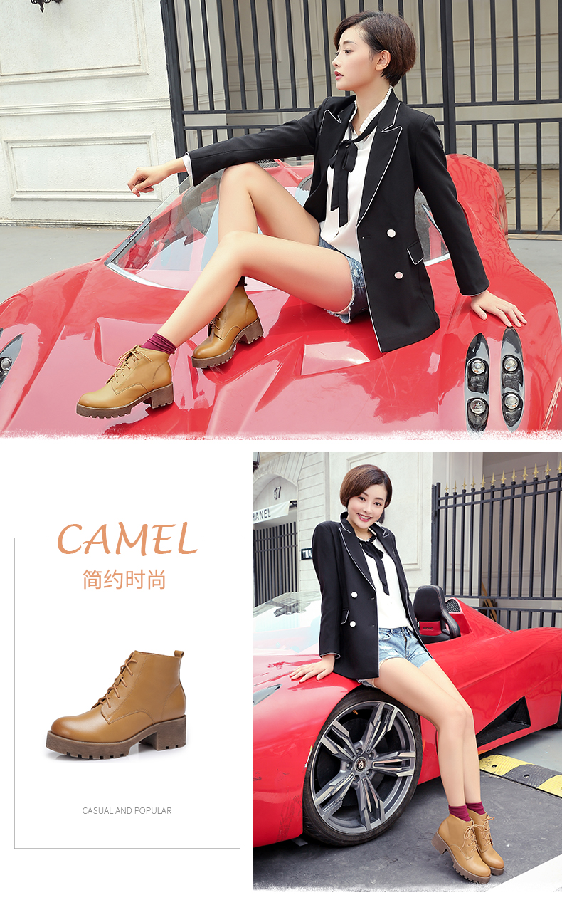 mcm美國和韓國哪裡便宜 美國 Camel駱駝 正品真皮2020新款女鞋 絨裡保暖簡約短靴馬丁靴 mcm