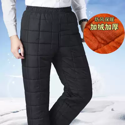 Men's cotton pants plus velvet thickened winter middle-aged men's father down warm pants winter wear men's pants