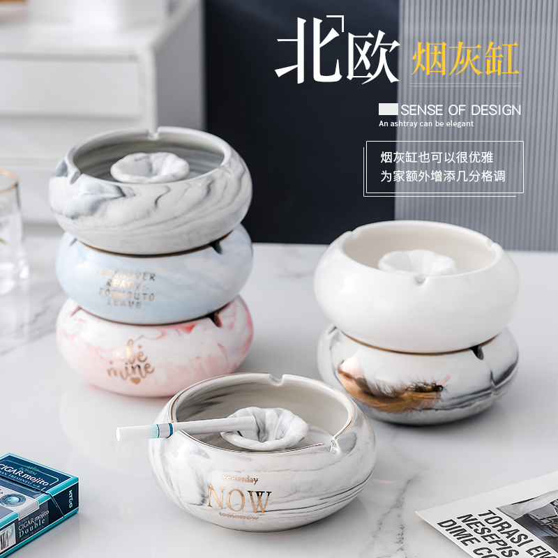 Personality trend ceramic ashtray creative living room fashion can customize LOGO office flight resistance luxury