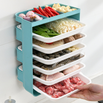 Kitchen side vegetable artifact wall-mounted rack household vegetable tray multi-layer multifunctional hot pot preparation dish pan non-punching