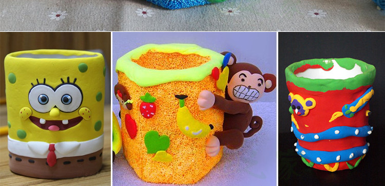 雪花泥珍珠泥粘土配件原木白胚笔筒彩泥模具工具儿童手工diy制作