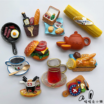 Cute Cartoon Creative pan bread coffee teapot tile refrigerator sticker magnetic patch magnetic patch suction sticker