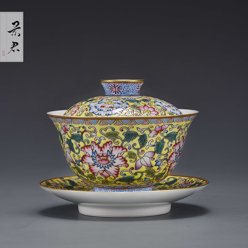 JingJun jingdezhen ceramics kung fu tea set only three bowl of hand - made tureen manually make tea bowl cups to cups