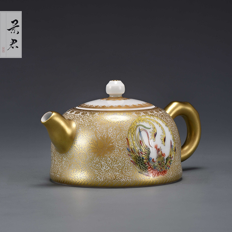 JingJun jingdezhen hand - made ceramic teapot kung fu tea set porcelain teapot single pot of tea set to filter the teapot