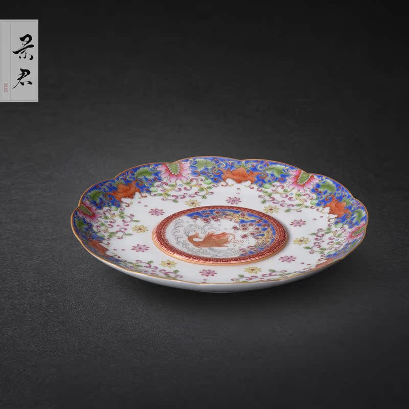 Jingdezhen pure manual colored enamel pot ChengJingJun kung fu tea tea taking with zero dry terms plate tray was the teapot