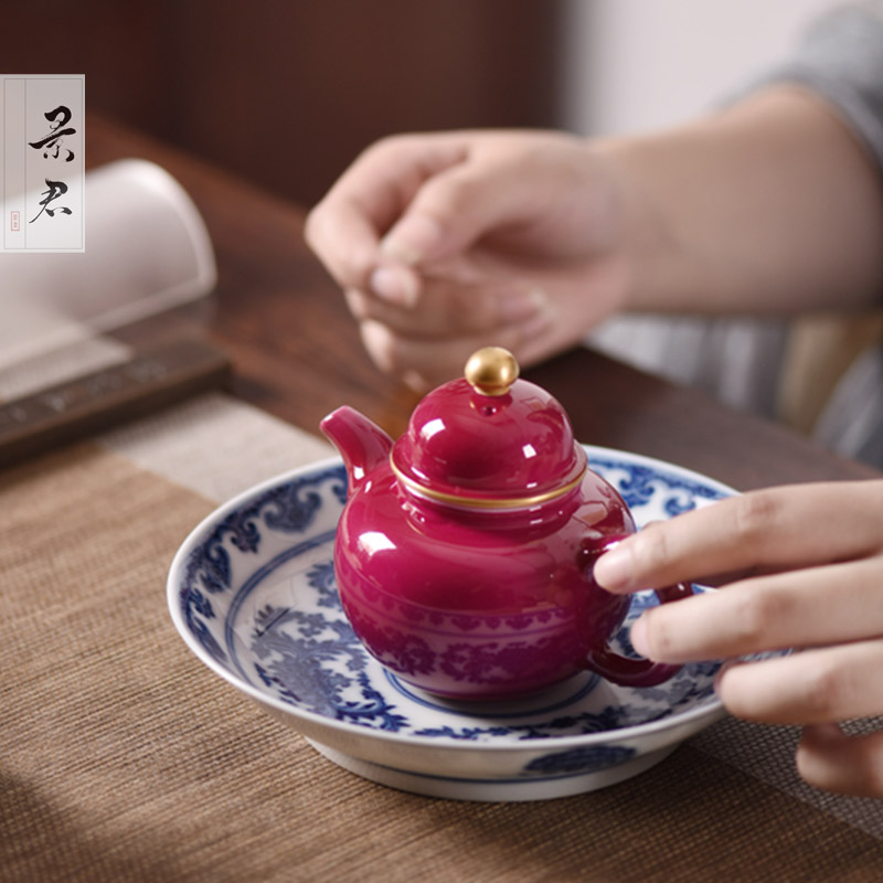 Rouge beauty JingJun jingdezhen ceramics glaze see all hand kung fu tea kettle