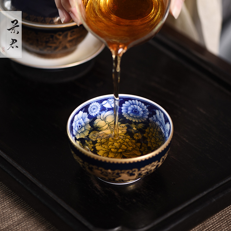 JingJun jingdezhen ceramics masters cup single cup sample tea cup kung fu ji blue paint high - end custom cups of tea cups