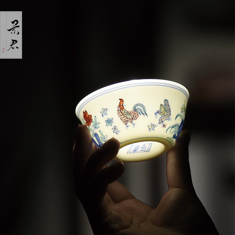 Jingdezhen hand - made Ming chenghua chicken color bucket cylinder cup 280 sample tea cup master kung fu tea set, ceramic cups