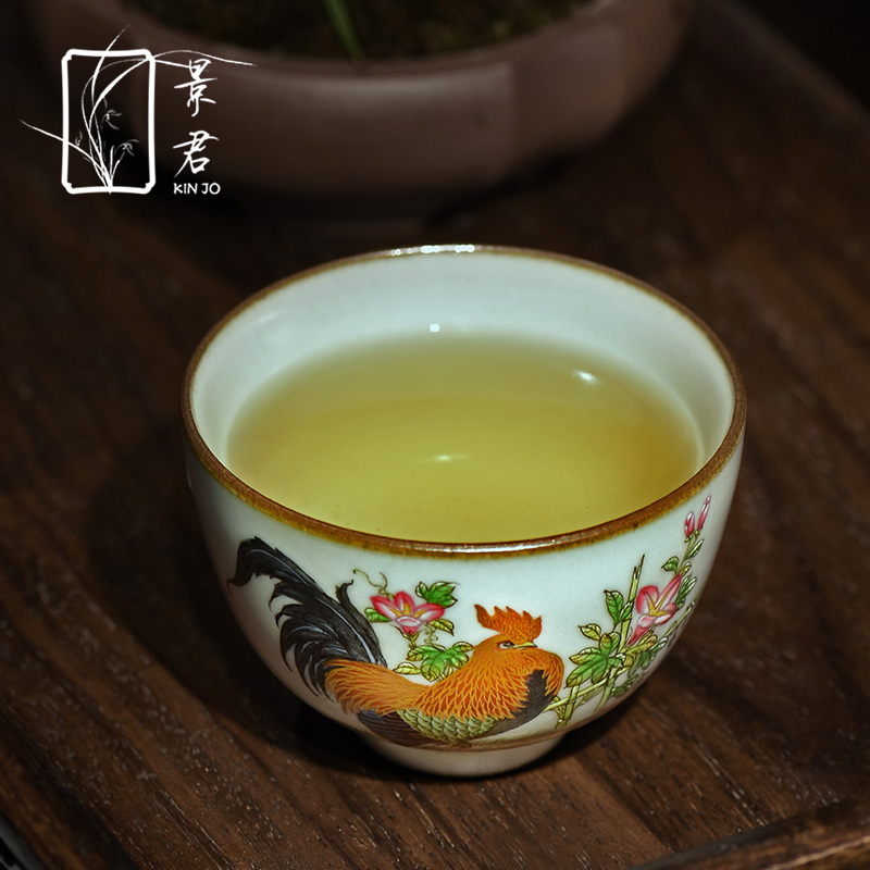 Hand your up with jingdezhen ceramic cups colored enamel kung fu tea master cup chicken cylinder cup sample tea cup customization