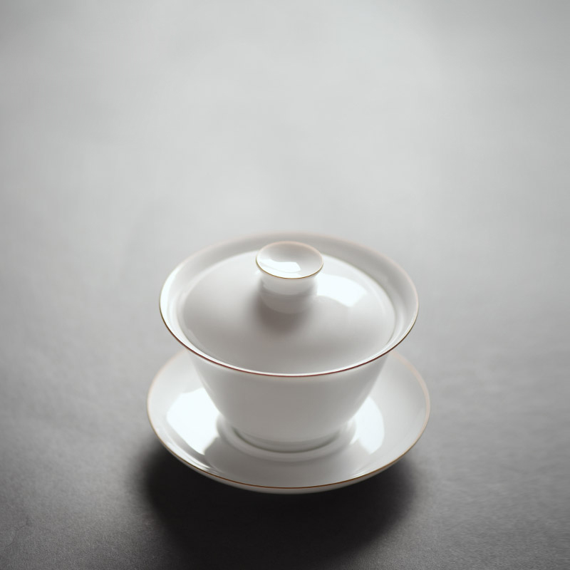 JingJun jingdezhen ceramic cups sweet pure white glaze three manual tureen kung fu tea tea tureen