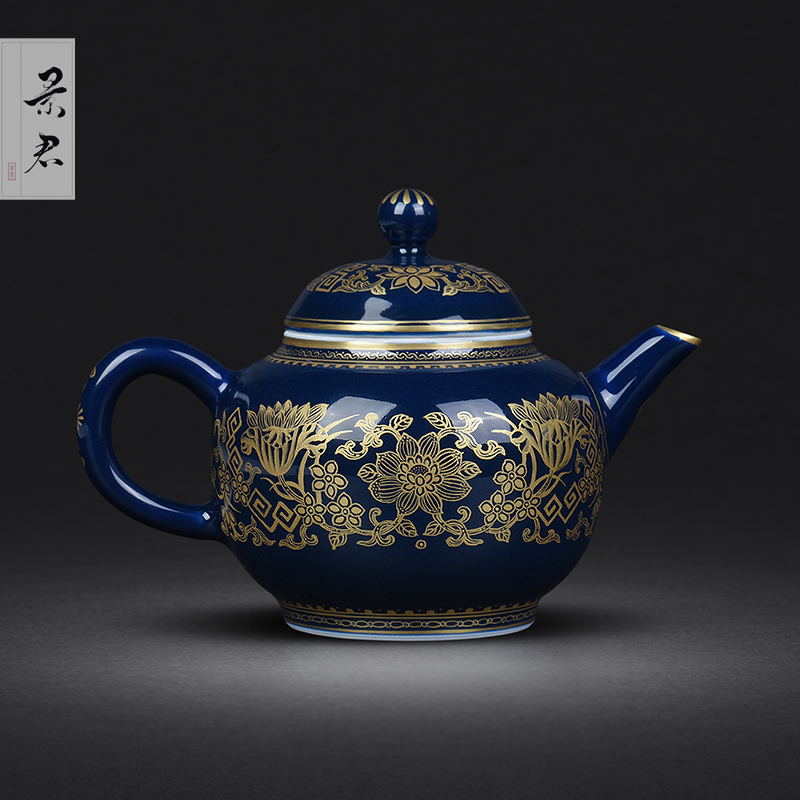 JingJun jingdezhen ceramic checking antique ji blue kung fu tea teapot hand - made paint single pot of little teapot