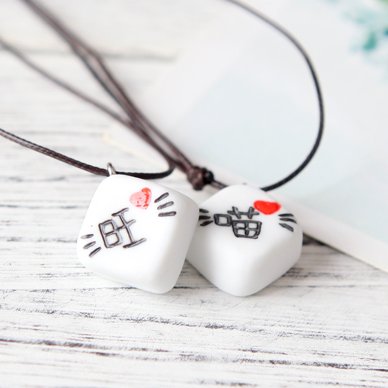 QingGe ceramic picking pendant necklace manual engraving art small pure and fresh and joker men and women stalls supply of goods