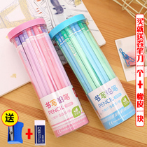 Deli hexagon pencil 50 barrels HB primary school student writing pen Childrens writing pen Wood pencil